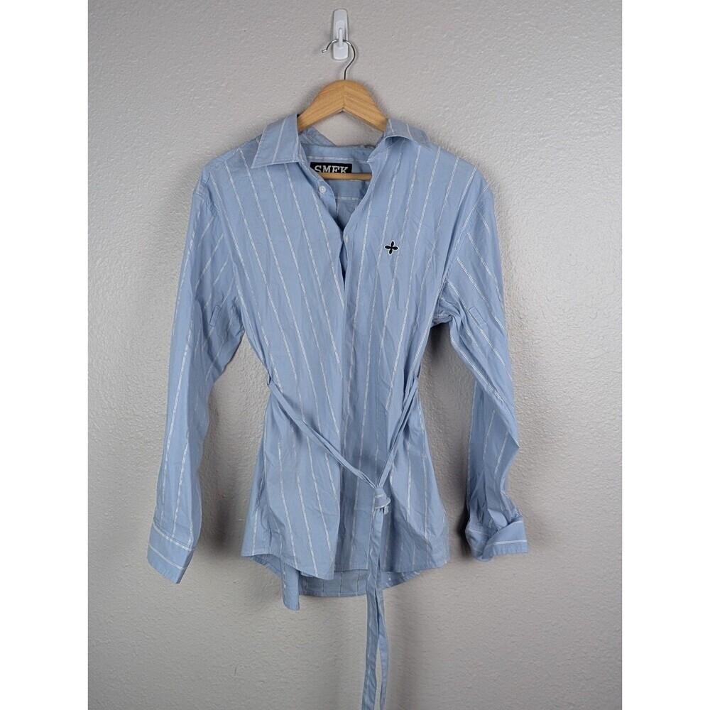 SMFK Long Sleeve Shirt S‎ Blue Stripe Button Up 2023 Wild World Collection 197